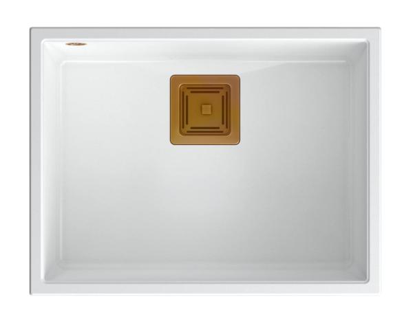 Quadri Quadrangle pia de embutir de granito branco 55x42cm com ralo de cobre 1208967478