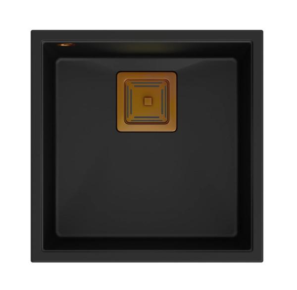 Quadri Quadrangle pia de embutir em granito preto 42x42cm com ralo de cobre 1208967482