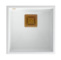 Quadri Quadrangle pia de granito branco de embutir 42x42cm com tampa de cobre 1208967490