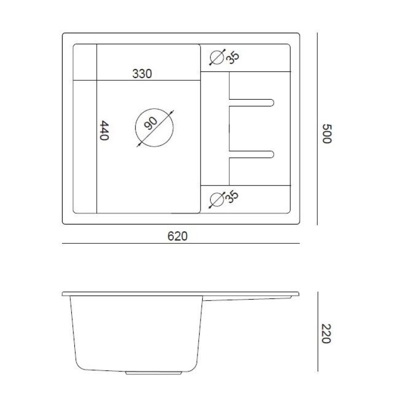 Quadri Dalton cinza pia de granito com escorredor 62x50cm com plugue de aço inoxidável 1208967492