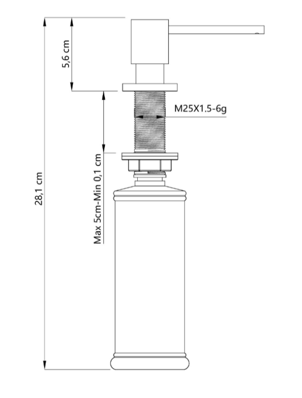 Quadri Luxor Dispensador de Sabão Embutido de Cobre Recarregável por Cima 1208967510