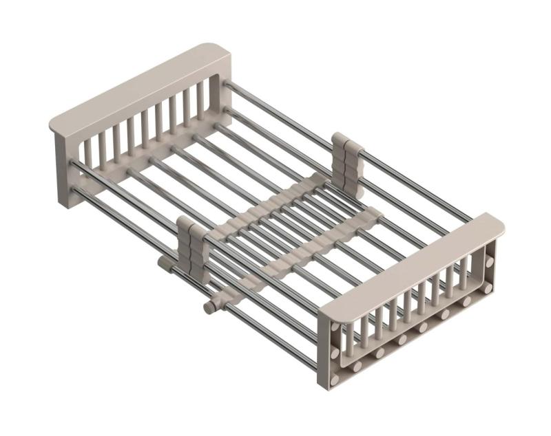 Quadri Universal cesto de inserção extensível ou cesto de resíduos em aço inoxidável com alças bege 225mm de largura 1208967544