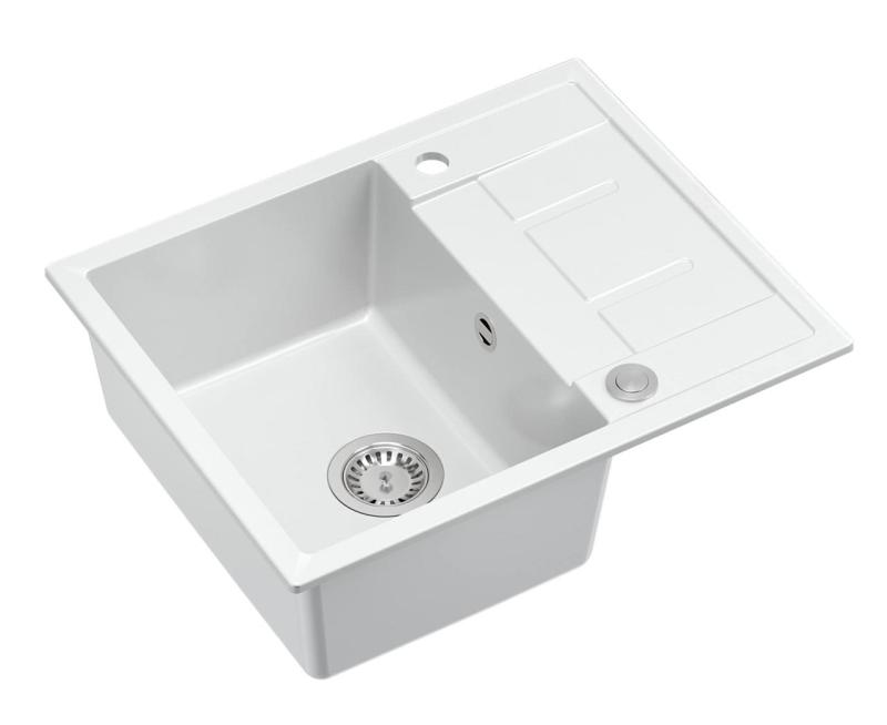 Quadri Dalton pia de granito branco com escorredor 62x50cm com válvula de aço inoxidável 1208967573