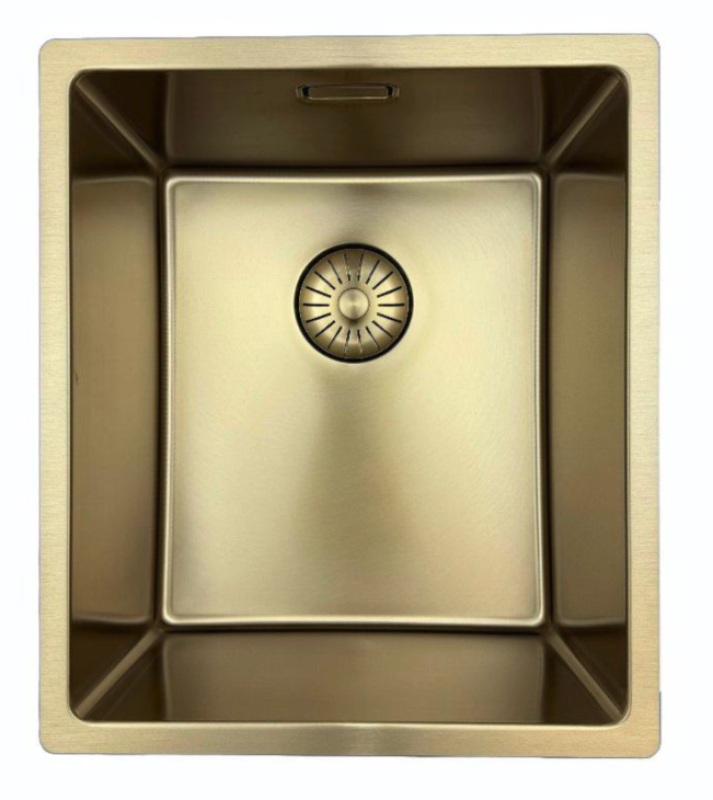Pia Pure.Sink Prestige 34x40 cm PVD Ouro raio de 10mm para instalação inferior, nivelada e superior PPG3440-60.