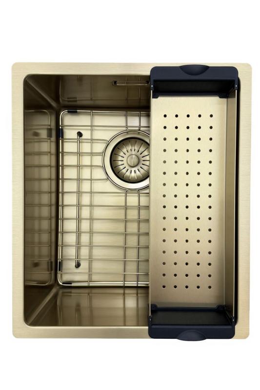 Pia Pure.Sink Prestige 34x40 cm PVD Ouro raio de 10mm para instalação inferior, nivelada e superior PPG3440-60.