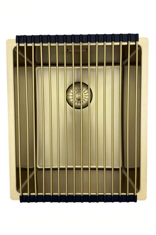 Pia Pure.Sink Prestige 34x40 cm PVD Ouro raio de 10mm para instalação inferior, nivelada e superior PPG3440-60.