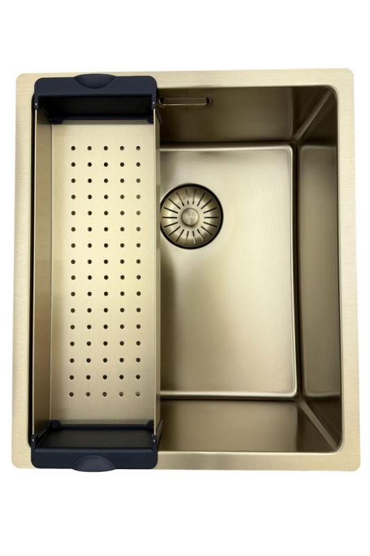 Pia Pure.Sink Prestige 34x40 cm PVD Ouro raio de 10mm para instalação inferior, nivelada e superior PPG3440-60.