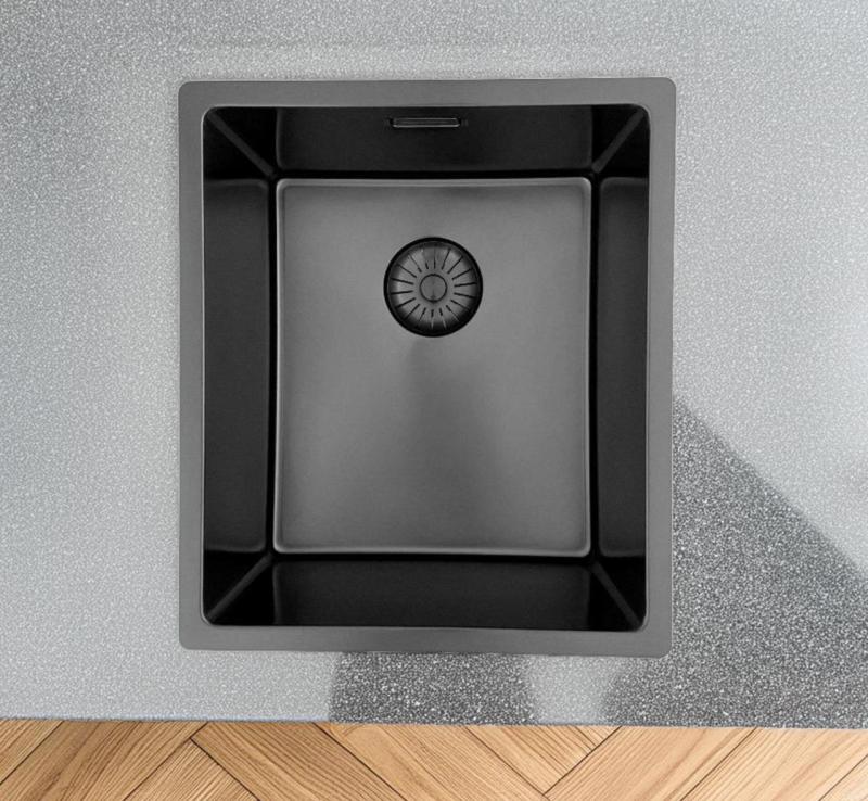 Pia Pure.Sink Prestige PVD gun metal 34x40 cm raio de 10mm para instalação inferior, nivelada e superior PPG3440-61