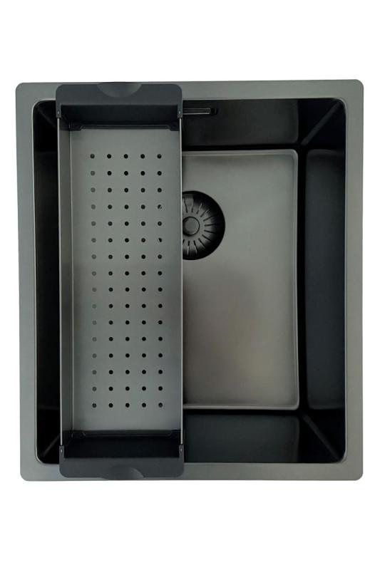 Pia Pure.Sink Prestige PVD gun metal 34x40 cm raio de 10mm para instalação inferior, nivelada e superior PPG3440-61