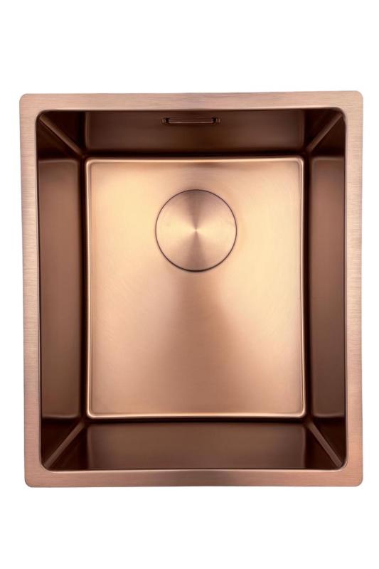 Spoelbak Pure.Sink Prestige 34x40 cm PVD Cobre 10mm raio montagem inferior, montagem nivelada e montagem superior PPG3440-62.