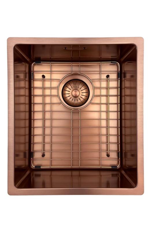 Spoelbak Pure.Sink Prestige 34x40 cm PVD Cobre 10mm raio montagem inferior, montagem nivelada e montagem superior PPG3440-62.