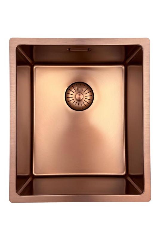 Spoelbak Pure.Sink Prestige 34x40 cm PVD Cobre 10mm raio montagem inferior, montagem nivelada e montagem superior PPG3440-62.