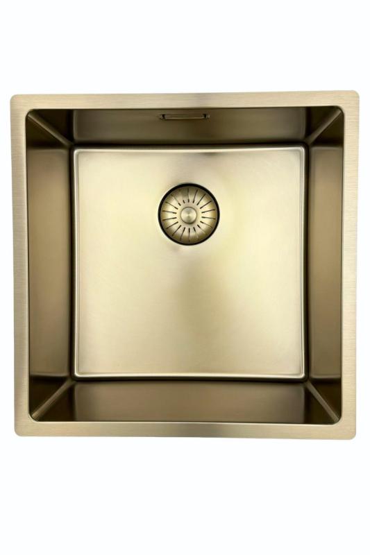 Pure.Sink Prestige pia 40x40 cm PVD Ouro raio de 10mm instalação inferior, nivelada e superior PPG4040-60