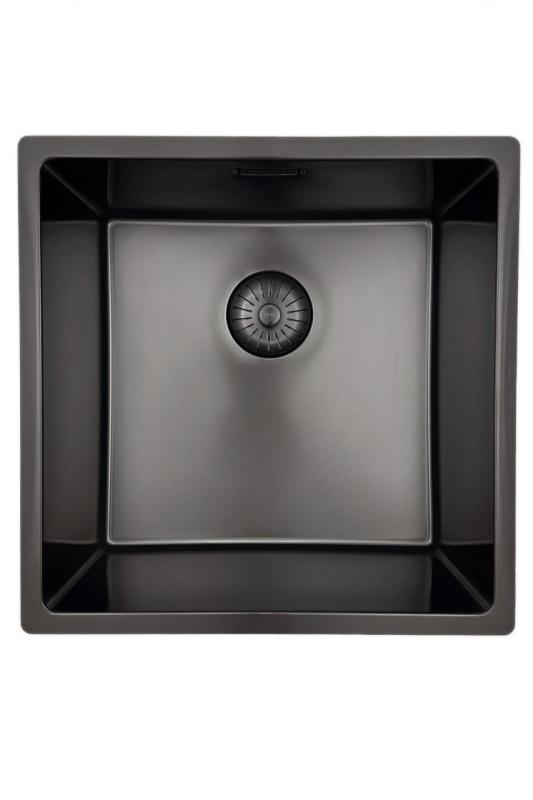 Pure.Sink Prestige pia 40x40 cm PVD Gun Metal, raio de 10 mm, para instalação sob a bancada, embutida e sobreposta PPG4040-61