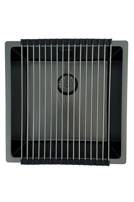 Pure.Sink Prestige pia 40x40 cm PVD Gun Metal, raio de 10 mm, para instalação sob a bancada, embutida e sobreposta PPG4040-61