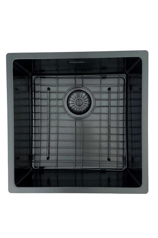 Pure.Sink Prestige pia 40x40 cm PVD Gun Metal, raio de 10 mm, para instalação sob a bancada, embutida e sobreposta PPG4040-61