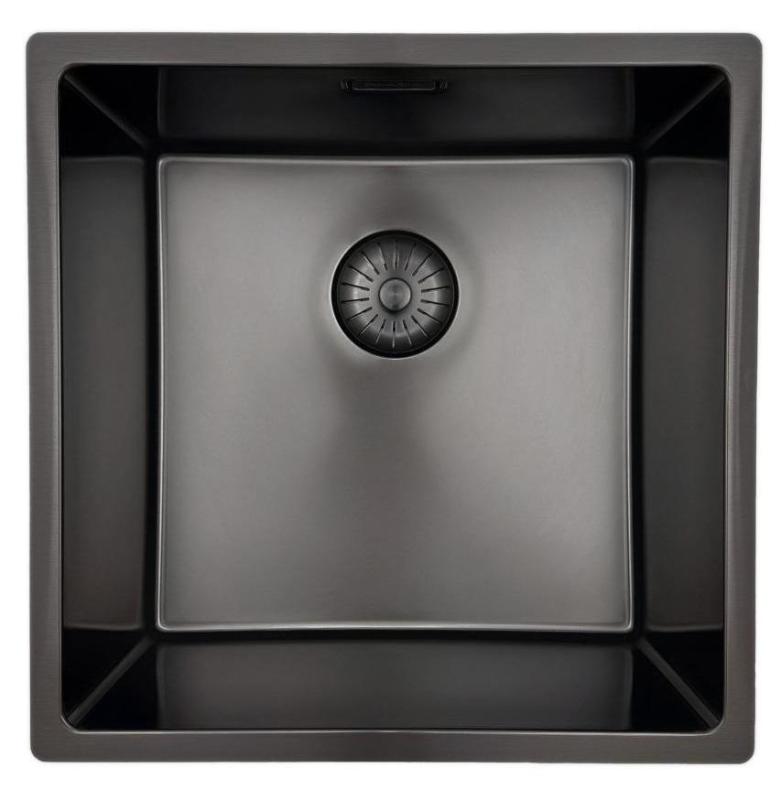 Pure.Sink Prestige pia 40x40 cm PVD Gun Metal, raio de 10 mm, para instalação sob a bancada, embutida e sobreposta PPG4040-61