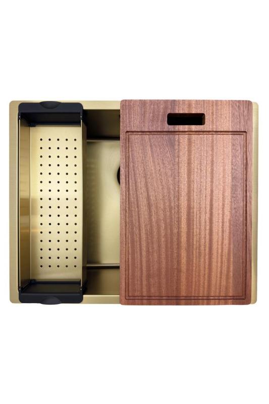 Pure.Sink Prestige pia 50x40 cm PVD Ouro 10mm raio para instalação embutida, nivelada ou de sobrepor PPG5040-60