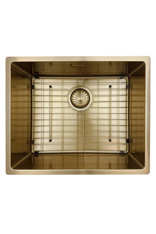 Pure.Sink Prestige pia 50x40 cm PVD Ouro 10mm raio para instalação embutida, nivelada ou de sobrepor PPG5040-60