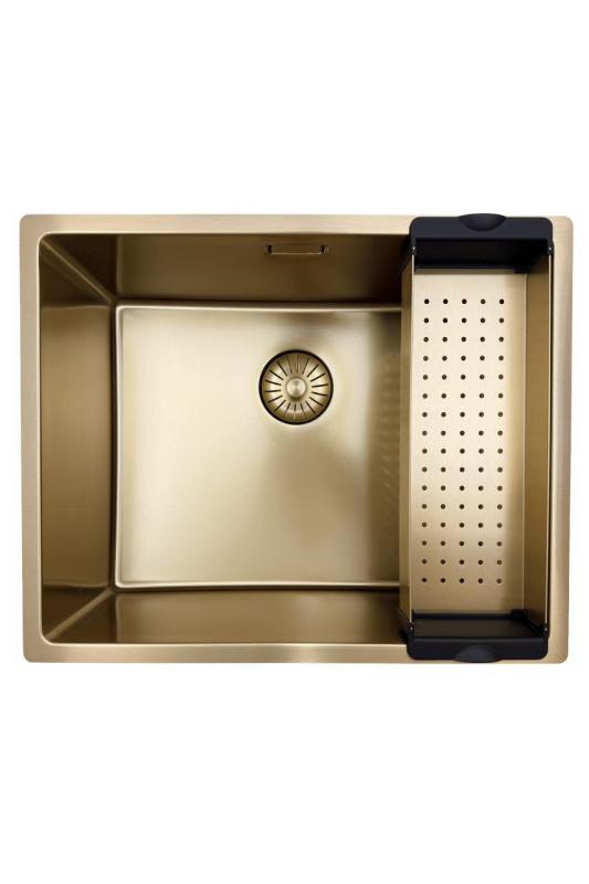 Pure.Sink Prestige pia 50x40 cm PVD Ouro 10mm raio para instalação embutida, nivelada ou de sobrepor PPG5040-60