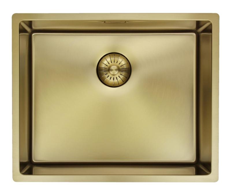 Pure.Sink Prestige pia 50x40 cm PVD Ouro 10mm raio para instalação embutida, nivelada ou de sobrepor PPG5040-60