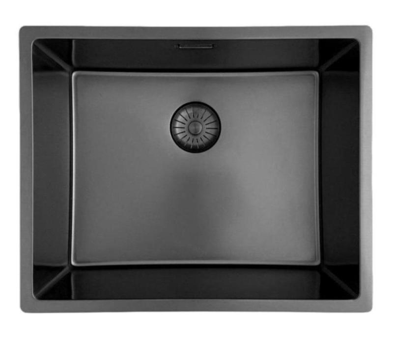 Pure.Sink Prestige pia 50x40 cm PVD Gun Metal, raio de 10 mm, para instalação sob a bancada, embutida e sobreposta PPG5040-61