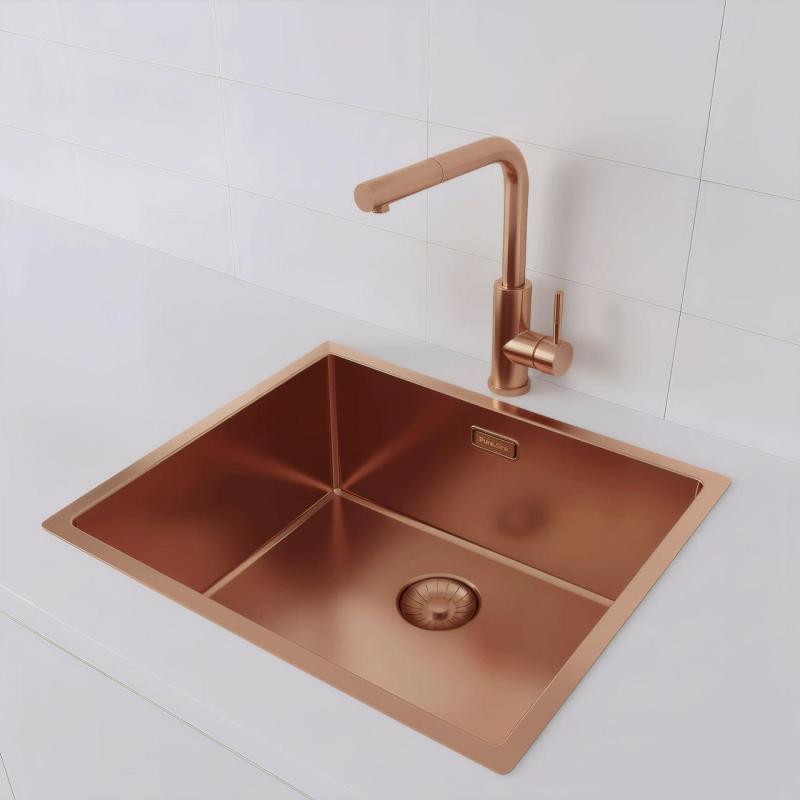 Pure.Sink Prestige pia 50x40 cm PVD Cobre, raio de 10 mm, para instalação sob a bancada, embutida e sobreposta PPG5040-62