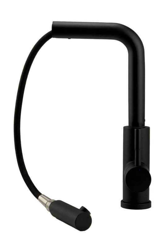 Pure.Sink Elite Steel Spark-S torneira de cozinha Preto Mate com bica extensível PS8041-10