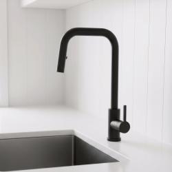 Pure.Sink Elite Steel Crystal-S torneira de cozinha Preto Mate com bica extensível PS8050-10