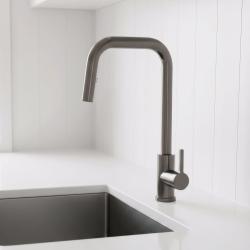 Torneira de cozinha Pure.Sink Elite Steel Crystal-S PVD Gun metal com bica extensível PS8050-61