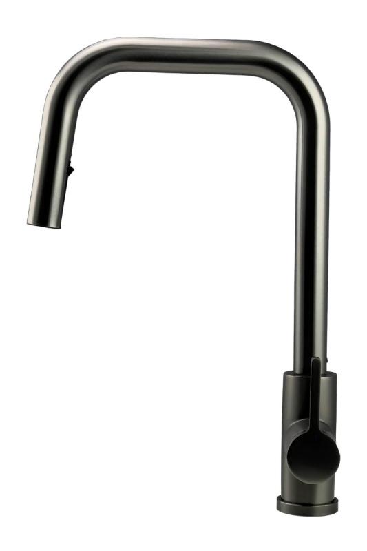Torneira de cozinha Pure.Sink Elite Steel Crystal-S PVD Gun metal com bica extensível PS8050-61
