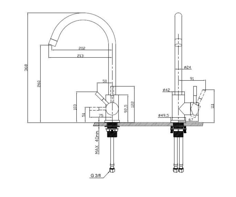 Pure.Sink Elite Steel Stream torneira de cozinha Preto Mate PS8044-10