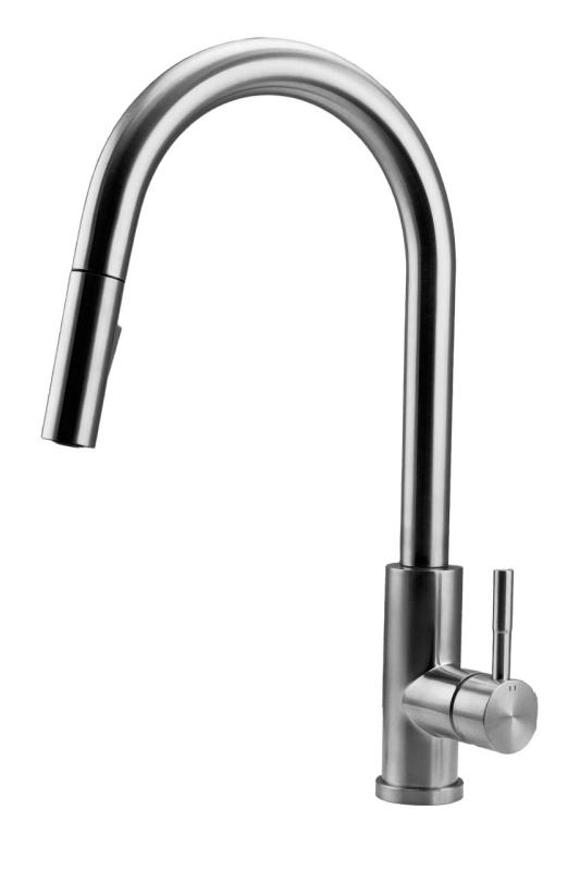 Pure.Sink Elite Steel Stream-S torneira de cozinha em aço inoxidável com bica extensível PS8045-02