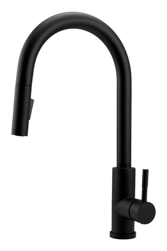 Kraan de cozinha Pure.Sink Elite Steel Stream-S em preto fosco com bica extensível PS8045-10
