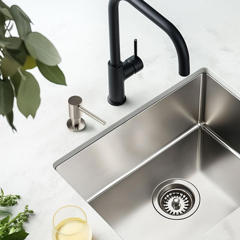 Pure.Sink Elite Steel Shine dispensador de sabão embutido Aço Inoxidável recarregável por cima PS9010-02