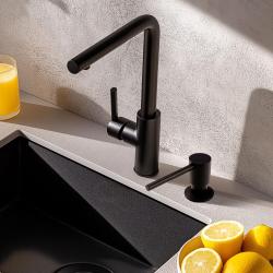 O dispensador de sabonete Pure.Sink Elite Steel Shine Preto Fosco PS9010-10