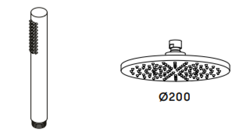 Waterevolution Flow combinação de chuveiro termostático com ducha de teto em aço inoxidável 200mm T141TNIE