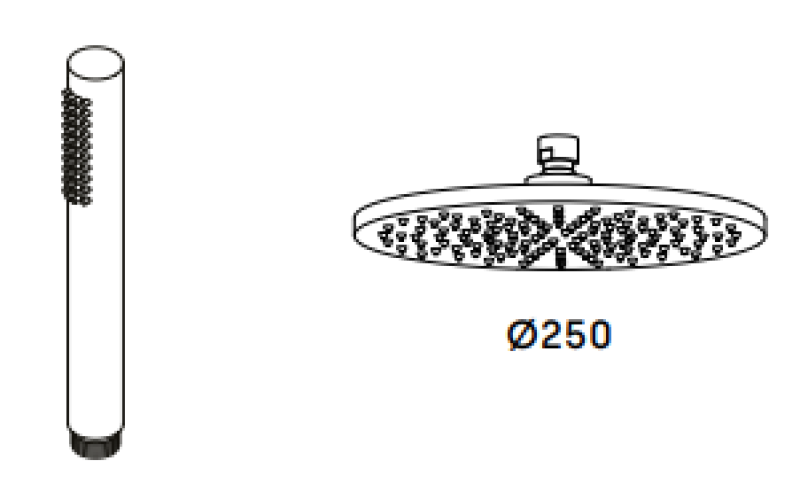 Waterevolution Flow combinação de chuveiro termostático com chuveiro de chuva preto fosco 250mm T141TN25PR