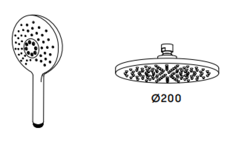 Waterevolution Flow combinação de chuveiro termostático com chuveiro de teto inox 200mm redondo T141TNRIE