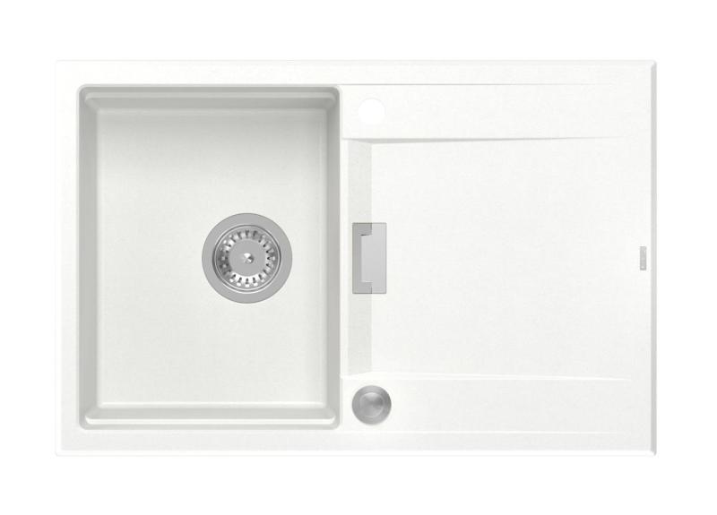 Quadri Minton Pia de Embutir de Granito Branca 76x50cm com Escorredor Reversível e Plug de Aço Inoxidável - 1208967747