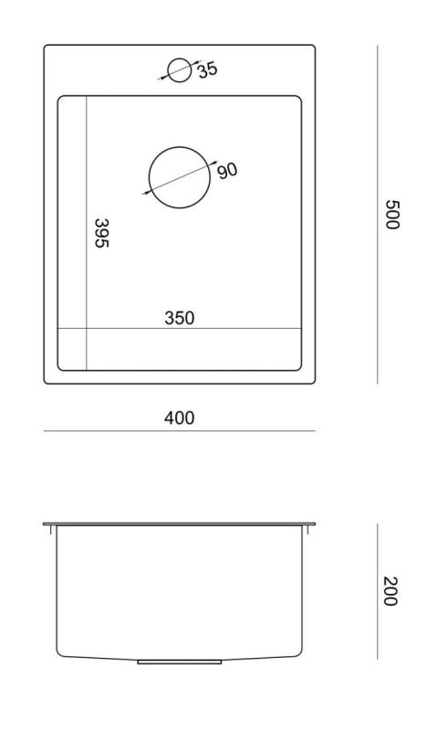 Aquadesign Clara Pia de Cozinha em Aço Inoxidável 40x50cm para Montagem de Superfície ou Embutida com Área para Torneira e Tampa de Aço Inoxidável - 1208967757