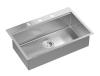 Aquadesign Vesta RVS Spoelbak 76x49cm Opbouw en Vlakinbouw met Kraangatbank, inclusief RVS Plug en Accessoires - 1208967762