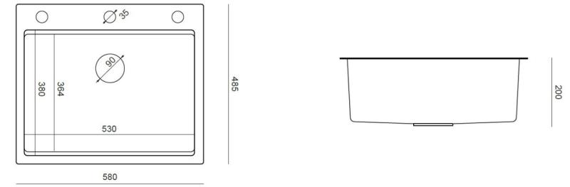 Aquadesign Vesta Cuba de Cozinha em Aço Inoxidável 580x485cm Montagem de Sobrepor e Rebaixada com Bancada para Torneira, incluindo Tampa de Aço Inoxidável e Acessórios - 1208967763