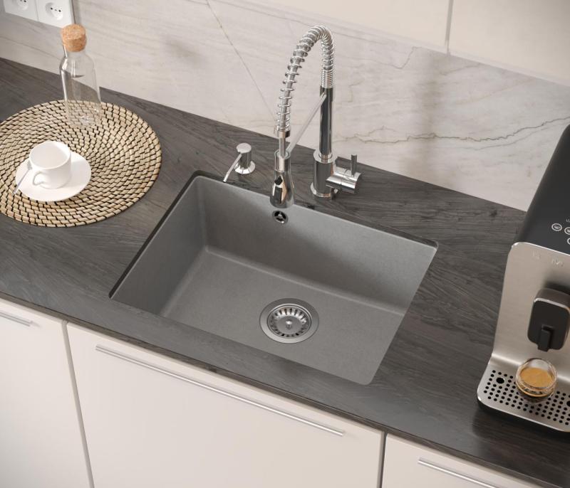 Quadri Elston Cinza Pia de Embutir em Granito 495x360mm com Válvula de Inox 1208967773