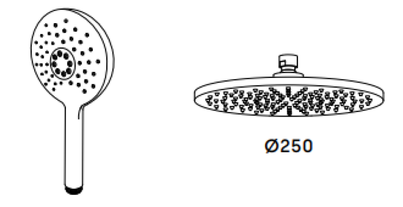 Waterevolution Flow combinação de duche termostática com chuveiro de teto inox 250mm redondo T141TNR25IE