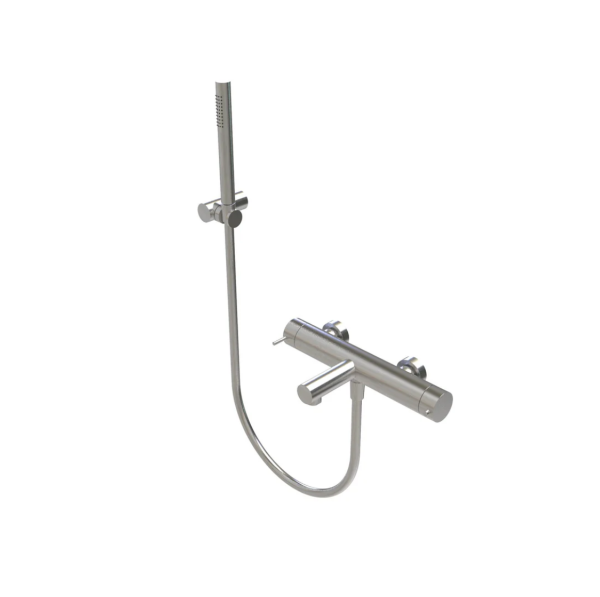 Waterevolution Flow misturador termostático de duche de duas vias com ducha manual inoxidável RVS T130TNIE