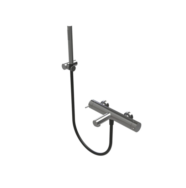 Waterevolution Flow misturador termostático de dois caminhos para chuveiro com ducha de mão Gun Metal T130TNWGM