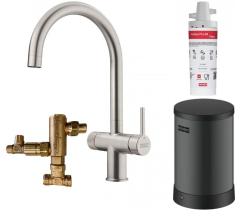 Franke Maris water hub 4L caldeira 3-1 com torneira de água fervente mecânica Twist em aço inoxidável com conjunto de mistura waterhub 1208967858