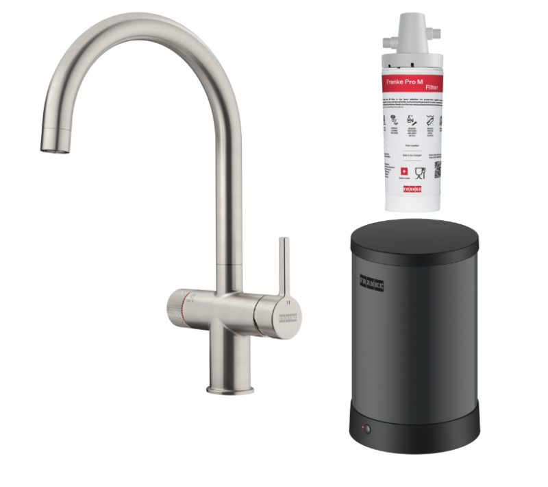 Franke Maris water hub 4L caldeira 3-1 com torneira de água fervente mecânica Twist em aço inoxidável com conjunto de mistura waterhub 1208967858