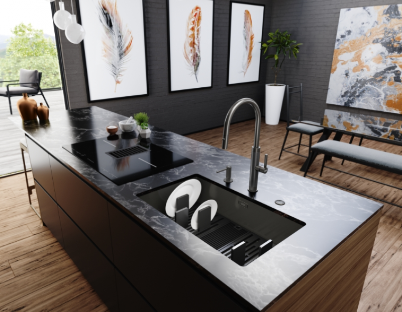 Franke Mythos Masterpiece Torneira de Cozinha Antracite com Bica em J e Bico Extensível - 115.0711.555